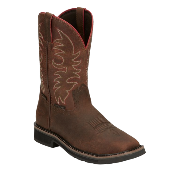 Justin Men's Driller Yam Orange Water Buffalo Western Boot SE3117