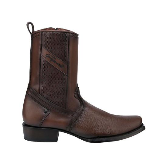 Cuadra Men's Honey Laser & Zipper Narrow Square Toe Western Boots CU851