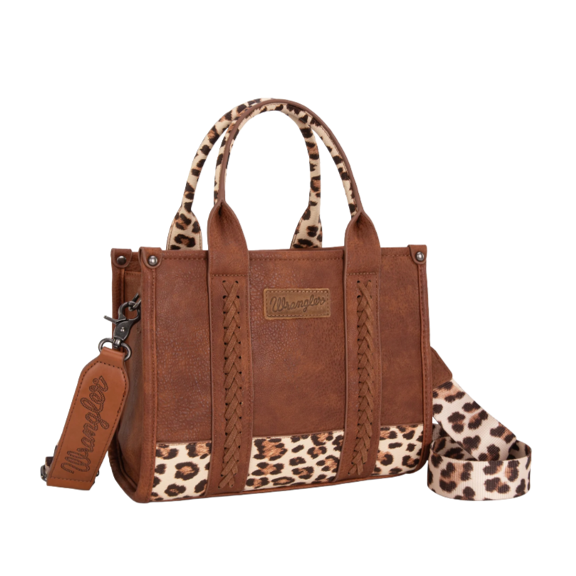 Wrangler Ladies Concealed Carry Leopard Brown Crossbody Tote WG102-8120SLP-BR