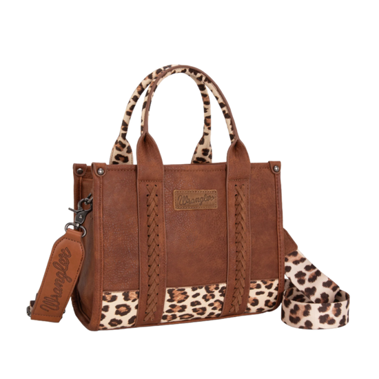 Wrangler Ladies Concealed Carry Leopard Brown Crossbody Tote WG102-8120SLP-BR