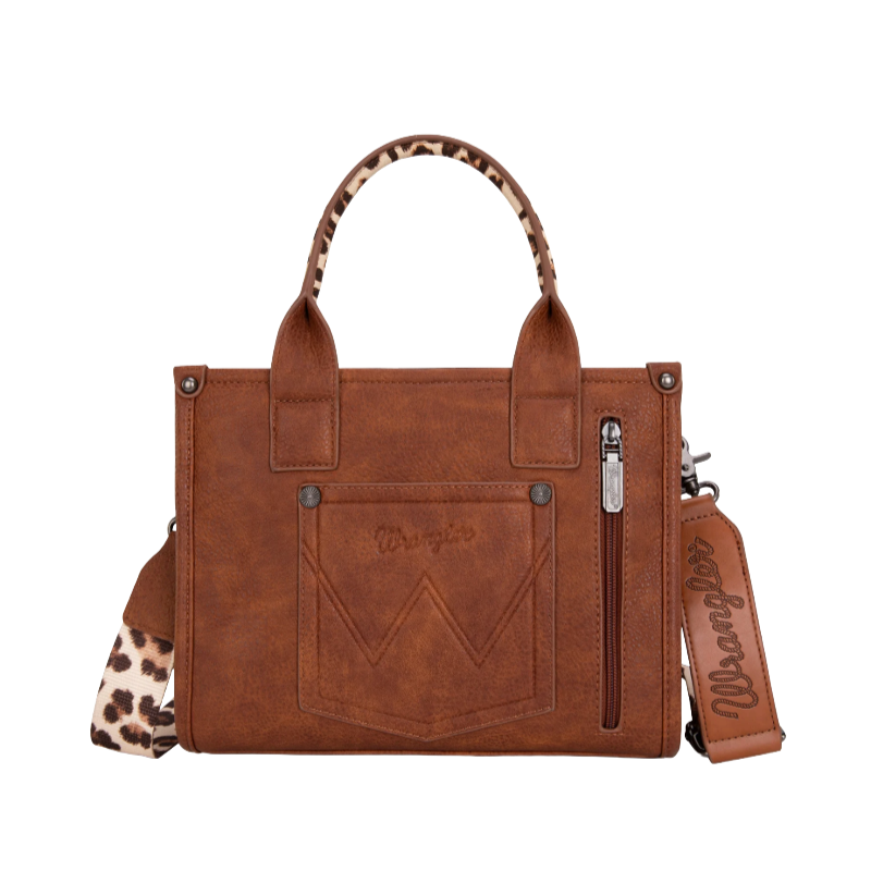 Wrangler Ladies Concealed Carry Leopard Brown Crossbody Tote WG102-8120SLP-BR