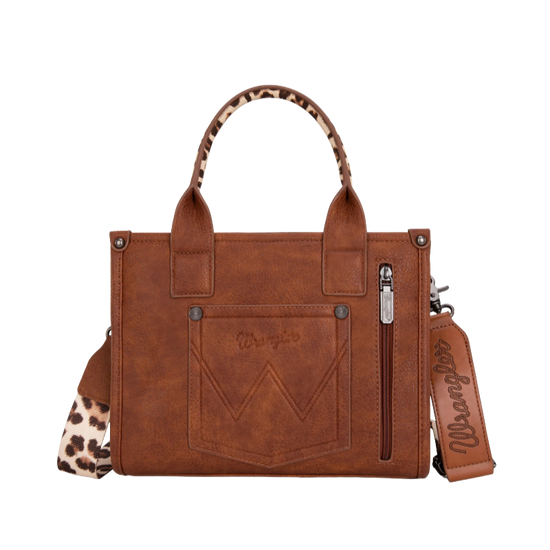 Wrangler Ladies Concealed Carry Leopard Brown Crossbody Tote WG102-8120SLP-BR