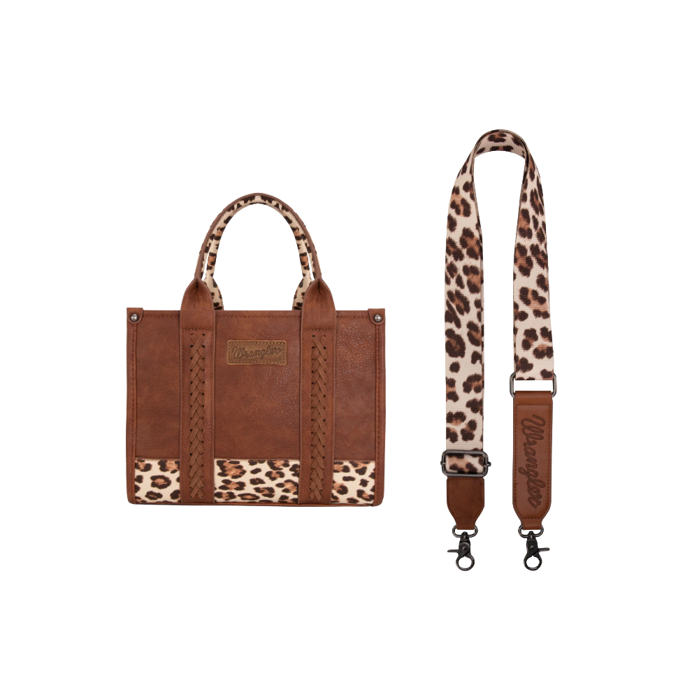 Wrangler Ladies Concealed Carry Leopard Brown Crossbody Tote WG102-8120SLP-BR