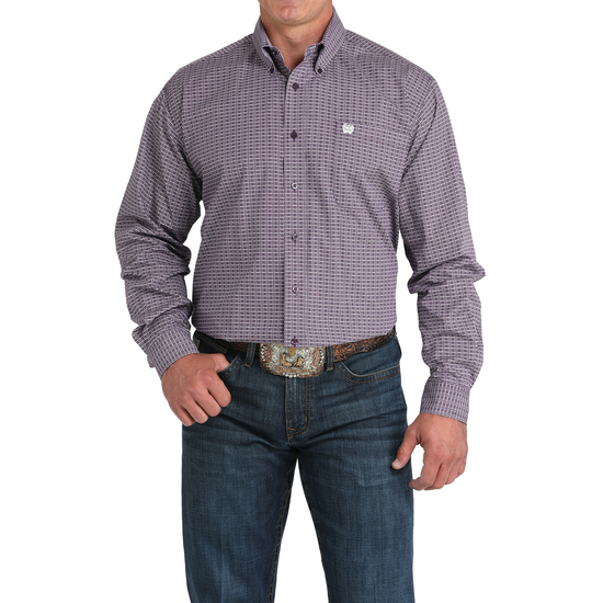 Cinch Men's Long Sleeve Purple Button Down Shirt MTW1105975