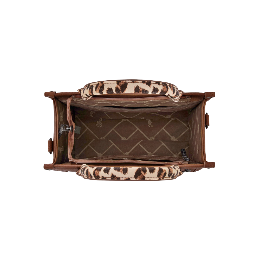 Wrangler Ladies Concealed Carry Leopard Brown Crossbody Tote WG102-8120SLP-BR