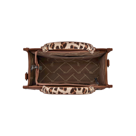 Wrangler Ladies Concealed Carry Leopard Brown Crossbody Tote WG102-8120SLP-BR