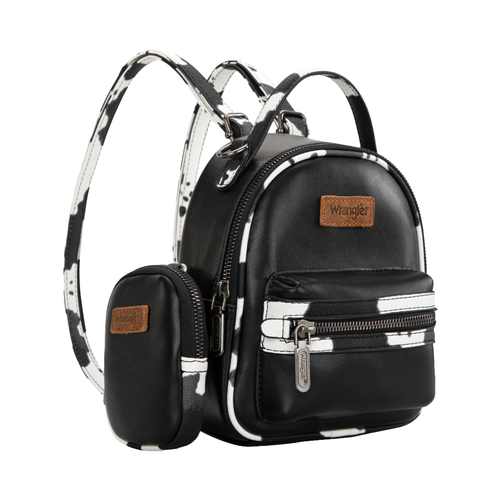 Wrangler Ladies Cow Print Mini Black Backpack WG102-8600BK