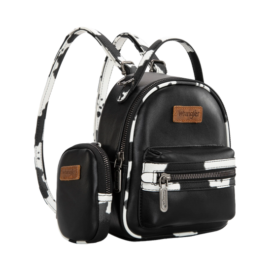 Wrangler Ladies Cow Print Mini Black Backpack WG102-8600BK