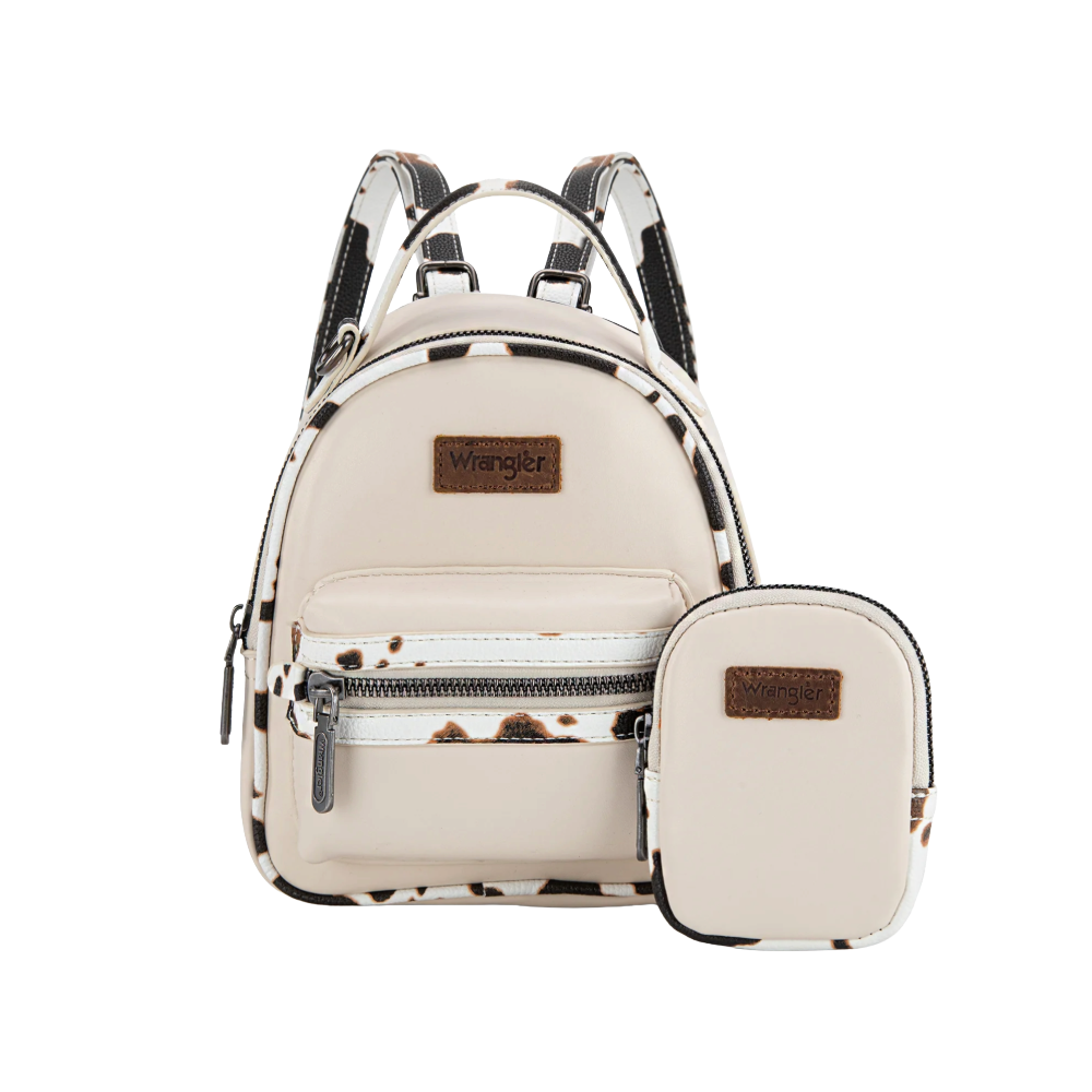 Wrangler Women's Cow Print Trim Mini Backpack with Coin Pouch
