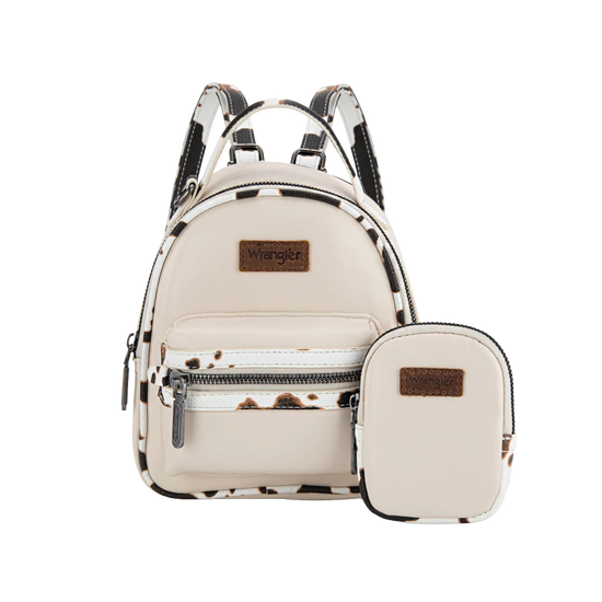 Wrangler Ladies Cow Print Tan Western Mini Backpack WG102-8600TN