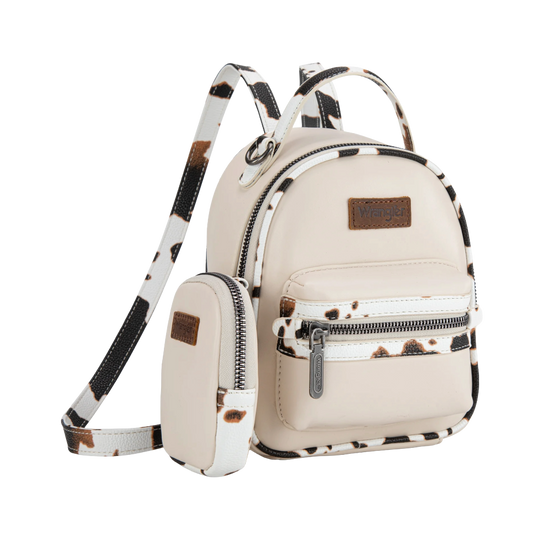 Wrangler Ladies Cow Print Tan Western Mini Backpack WG102-8600TN