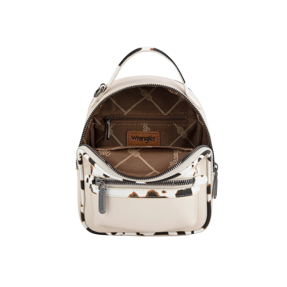 Wrangler Ladies Cow Print Tan Western Mini Backpack WG102-8600TN