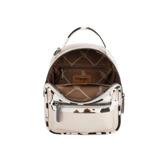 Wrangler Ladies Cow Print Tan Western Mini Backpack WG102-8600TN
