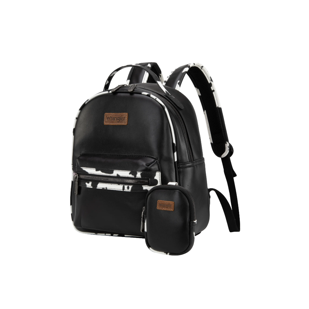 Wrangler Ladies Black Cow Print Black Western Backpack WG102-8603BK