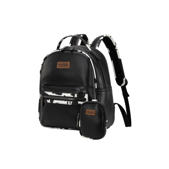 Wrangler Ladies Black Cow Print Black Western Backpack WG102-8603BK