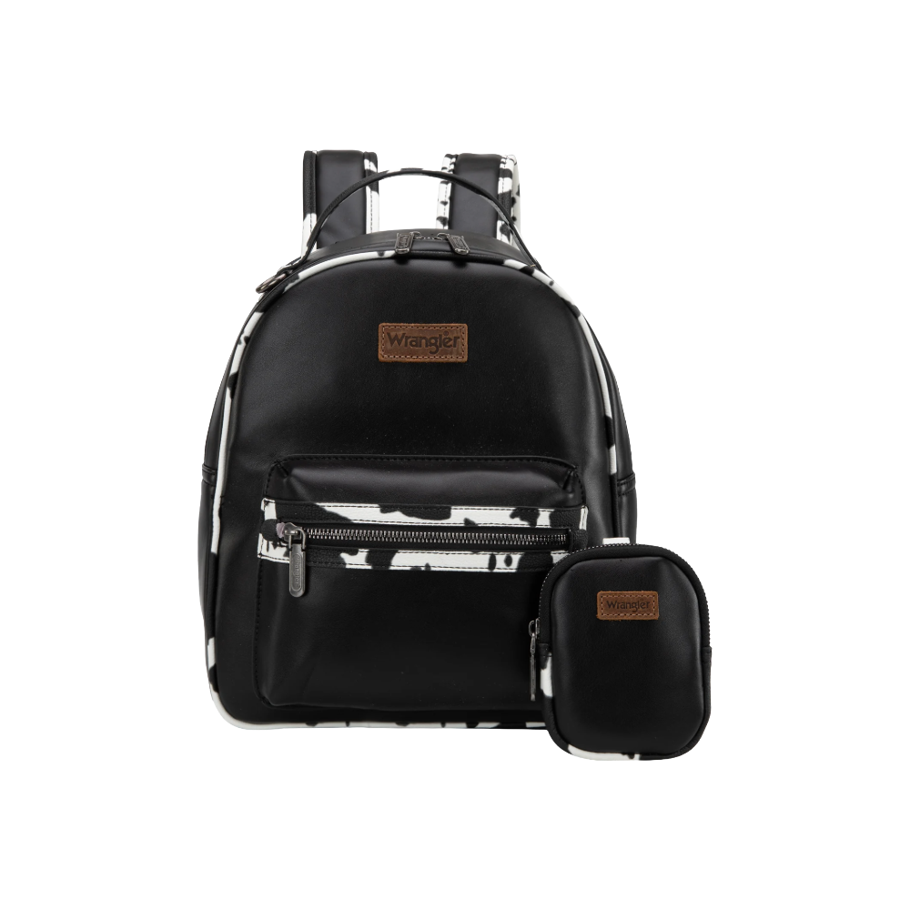Wrangler Ladies Black Cow Print Black Western Backpack WG102-8603BK