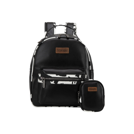 Wrangler Ladies Black Cow Print Black Western Backpack WG102-8603BK