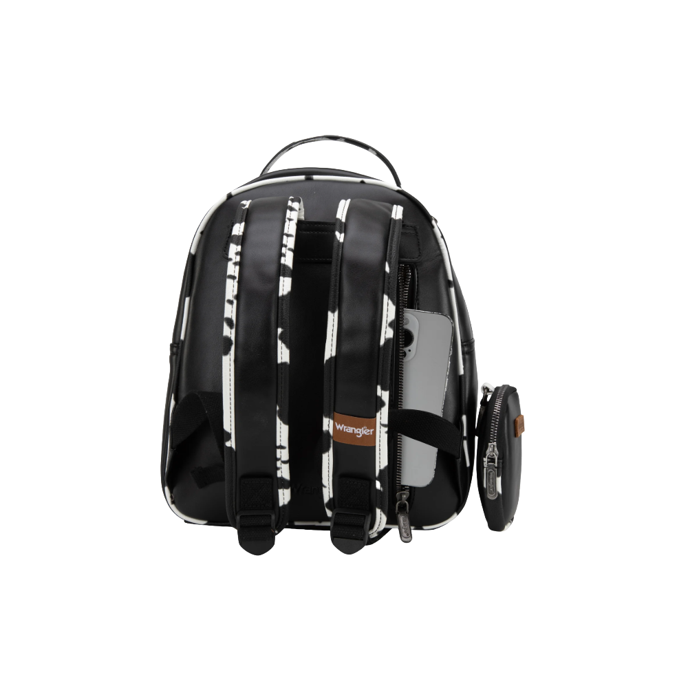 Wrangler Ladies Black Cow Print Black Western Backpack WG102-8603BK