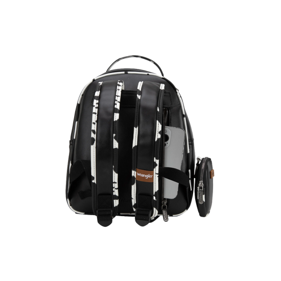 Wrangler Ladies Black Cow Print Black Western Backpack WG102-8603BK