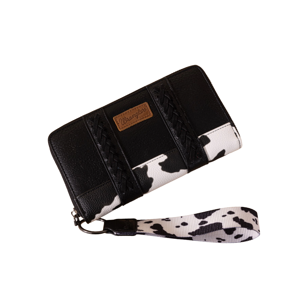 Wrangler Ladies Cow Print Black Wristlet Wallet WG102-W006BK