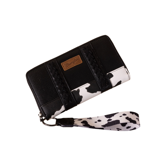 Wrangler Ladies Cow Print Black Wristlet Wallet WG102-W006BK