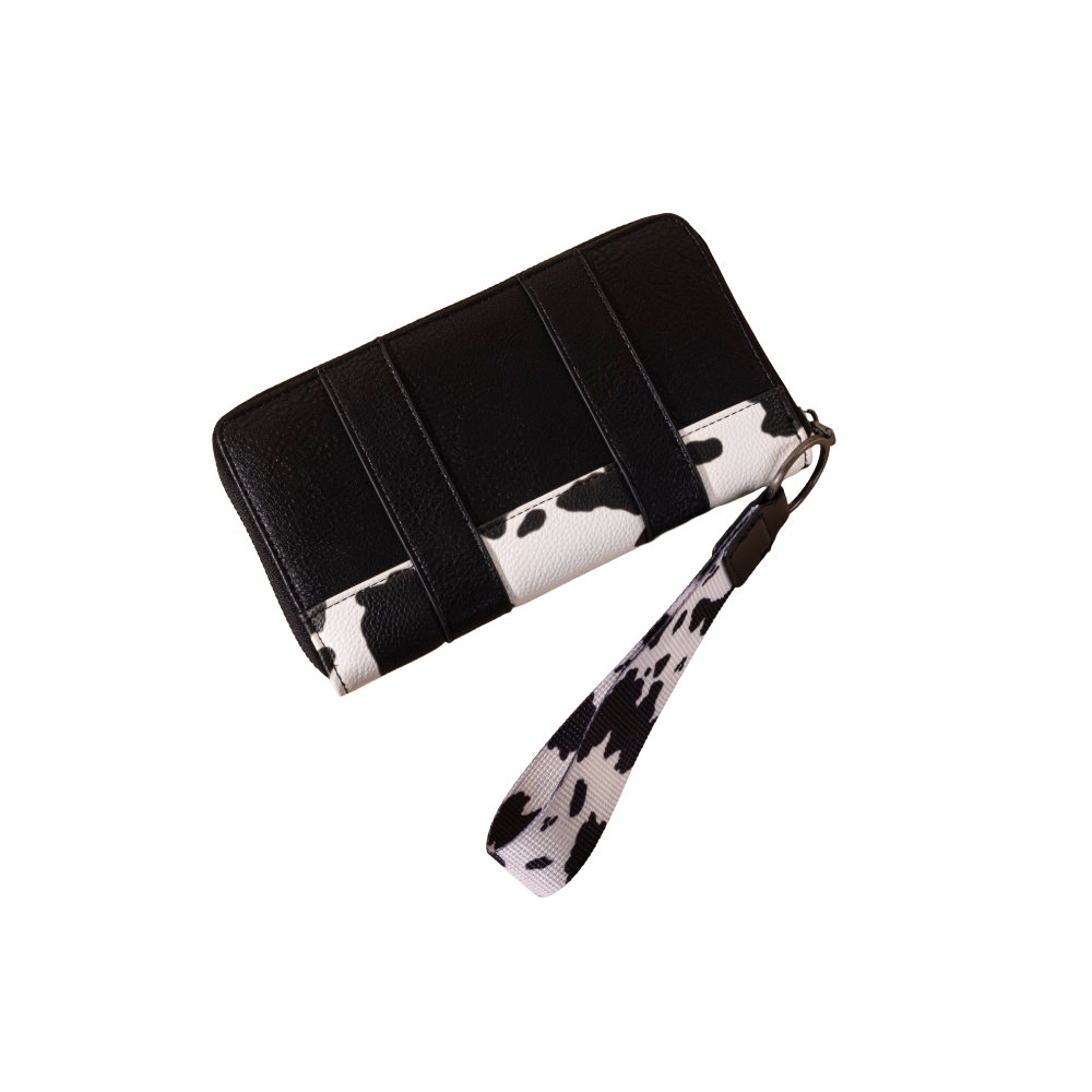 Wrangler Ladies Cow Print Black Wristlet Wallet WG102-W006BK