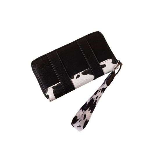 Wrangler Ladies Cow Print Black Wristlet Wallet WG102-W006BK