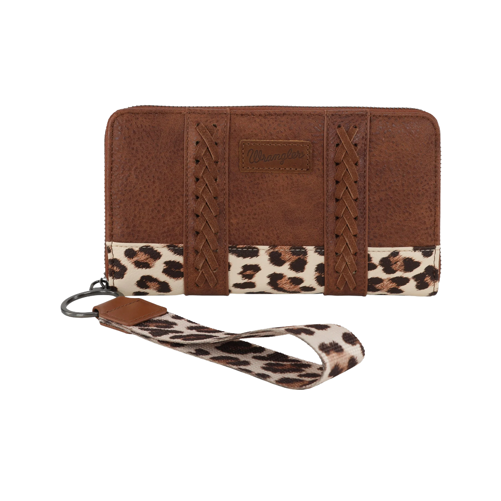 Wrangler Ladies Leopard Print Dark Brown Wristlet Wallet WG102-W006LP-BR