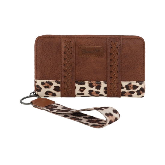 Wrangler Ladies Leopard Print Dark Brown Wristlet Wallet WG102-W006LP-BR