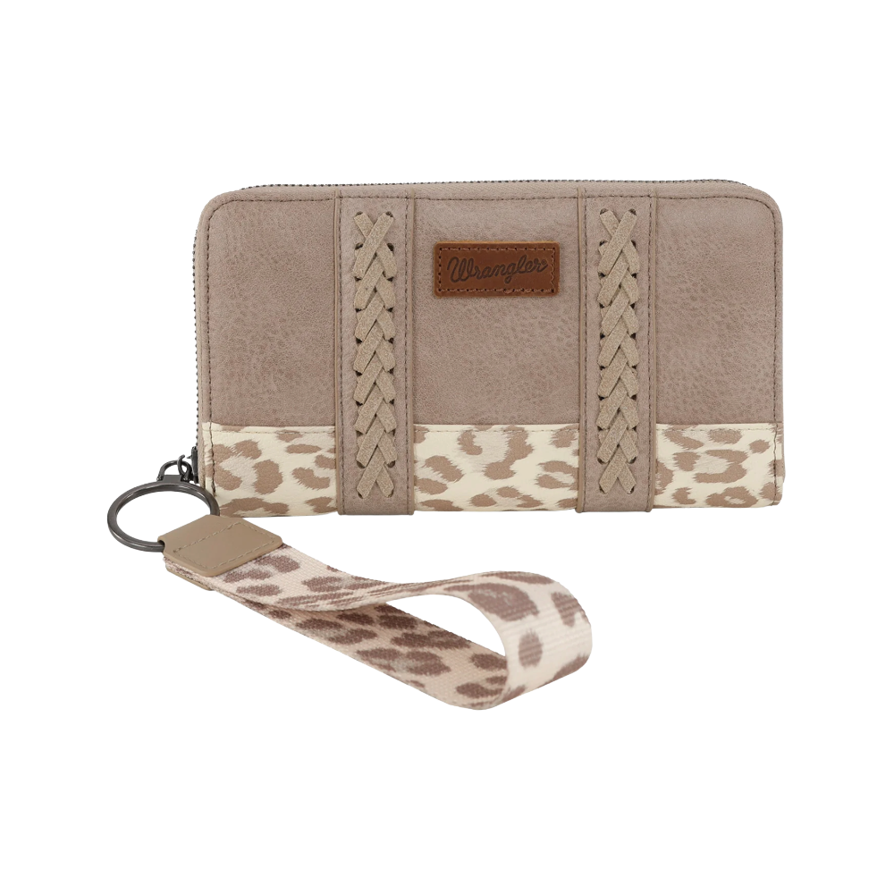 Wrangler Ladies Leopard Print Light Tan Wristlet Wallet WG102-W006TN