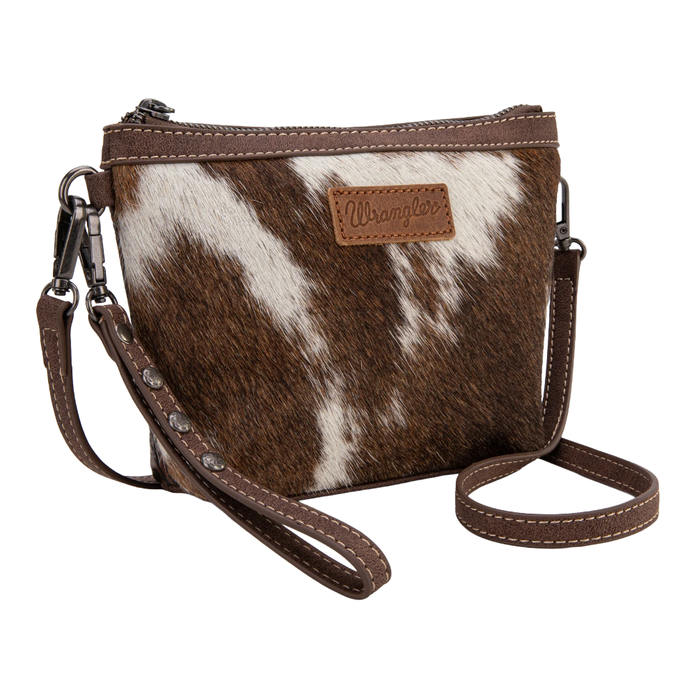 Wrangler Ladies Genuine Hair-On Cowhide Coffee Crossbody Bag WG169-1812CF