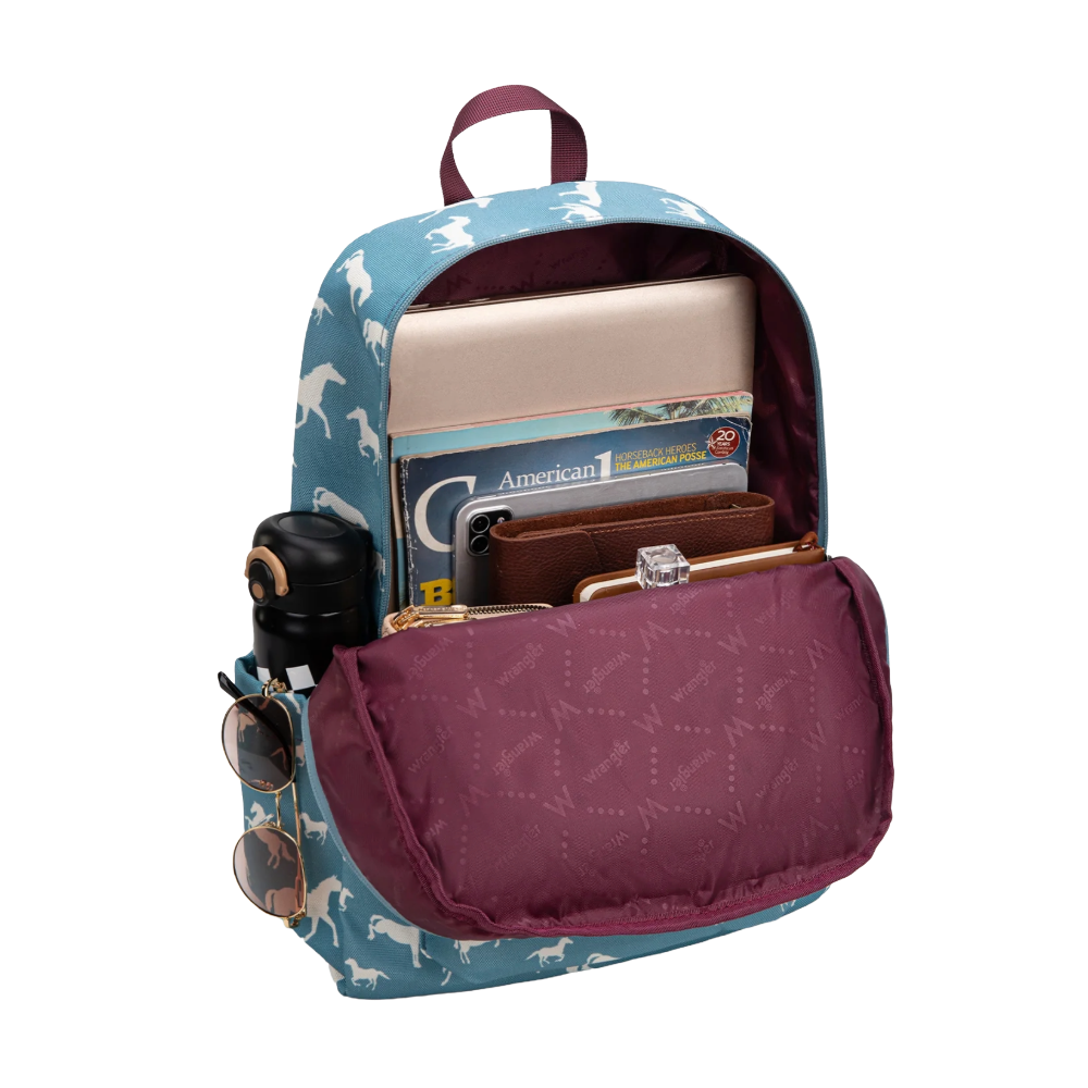 Wrangler Ladies Horse Print Blue Backpack WG2000-005BL