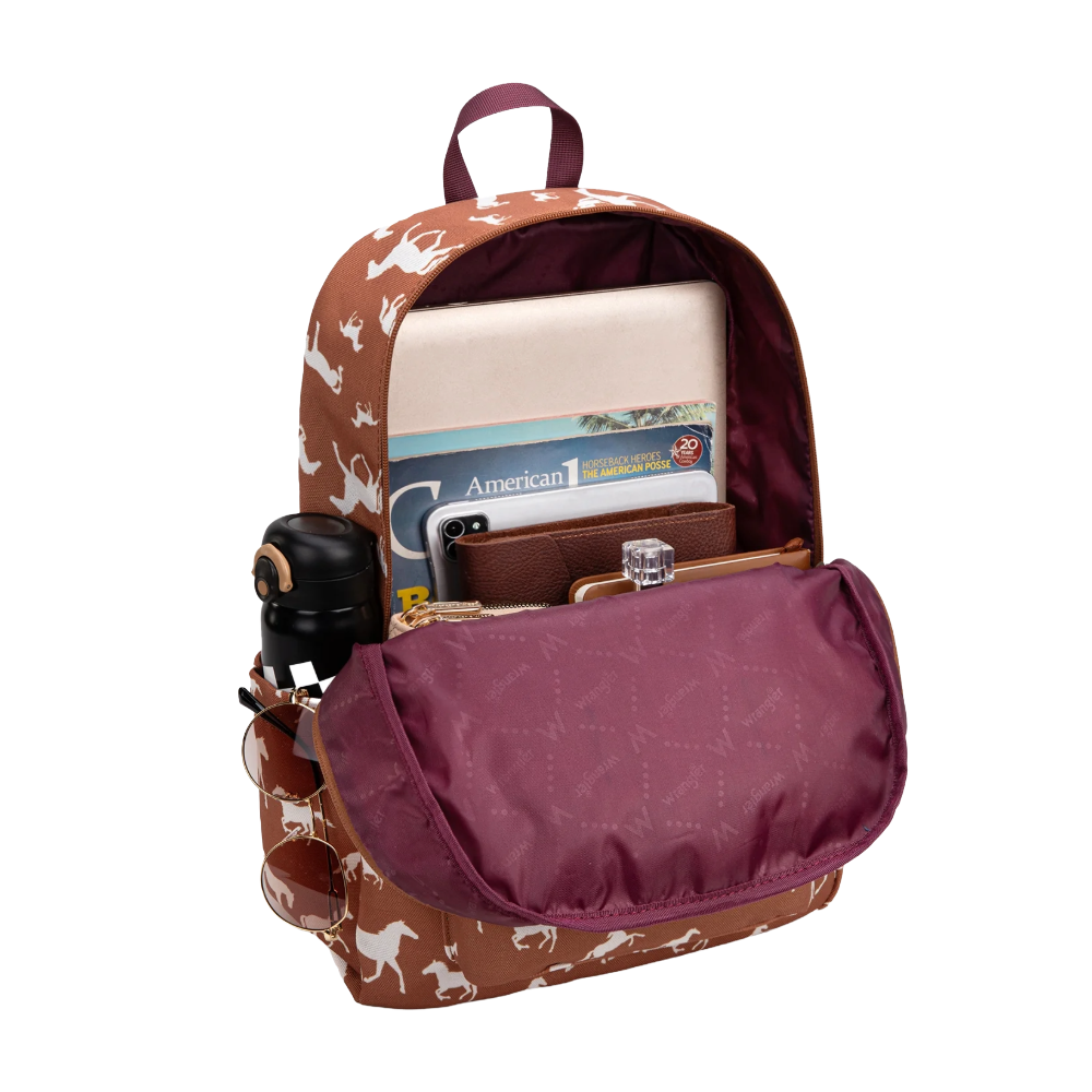 Wrangler Ladies Horse Print Brown Backpack WG2000-006BR