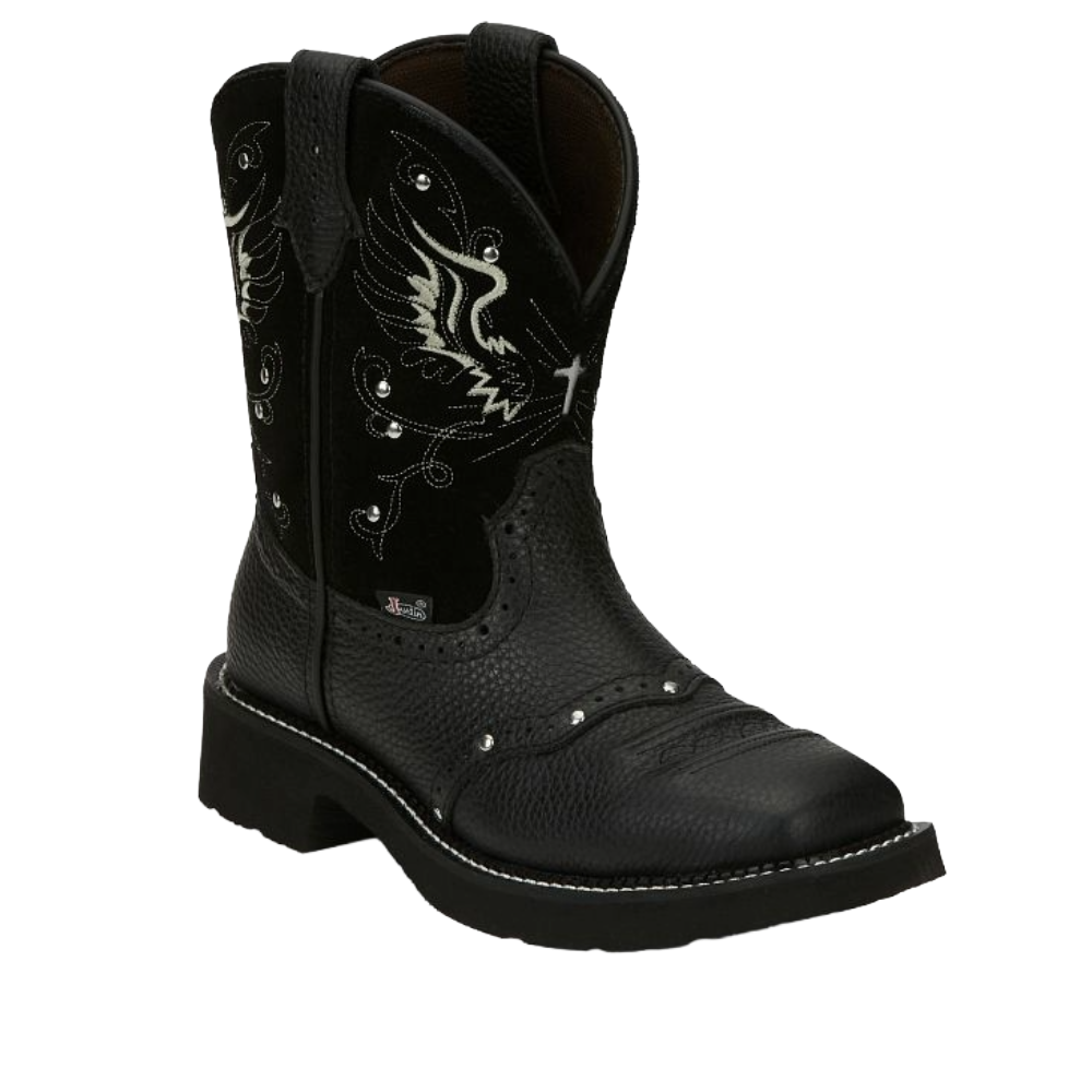 Justin Ladies Mandra Black Suede Wing & Cross Western Boot GY9977