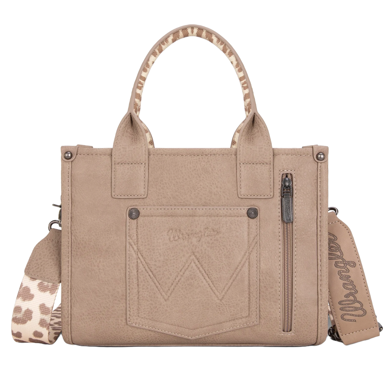 Wrangler Ladies Leopard Printed Leather Tan Concealed Carry Purse WG102-8120STN