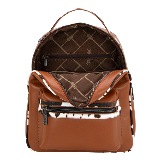 Wrangler Ladies Brown Cow Print Backpack With Coin Pouch WG102-8603BR