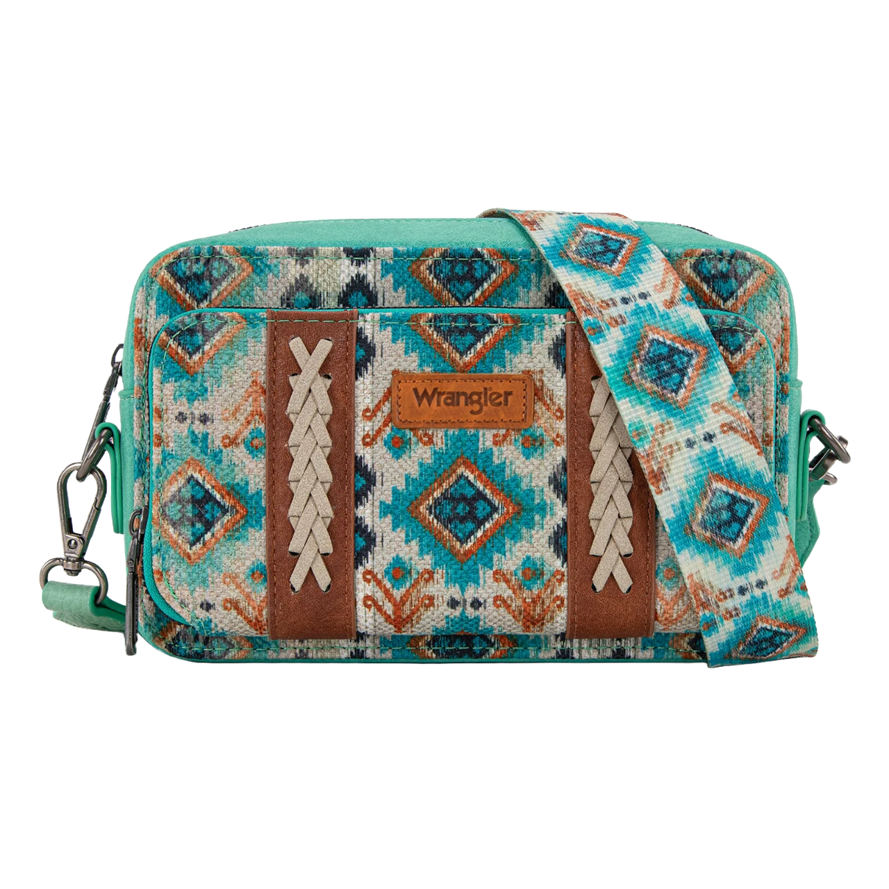 Wrangler Ladies Southwestern Green Dual Sided Print Crossbody Purse WG130-3003GN