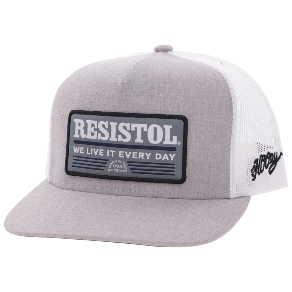 Hooey "Resistol" Grey & White Rectangle Patch Trucker Cap 2652T-GYWH