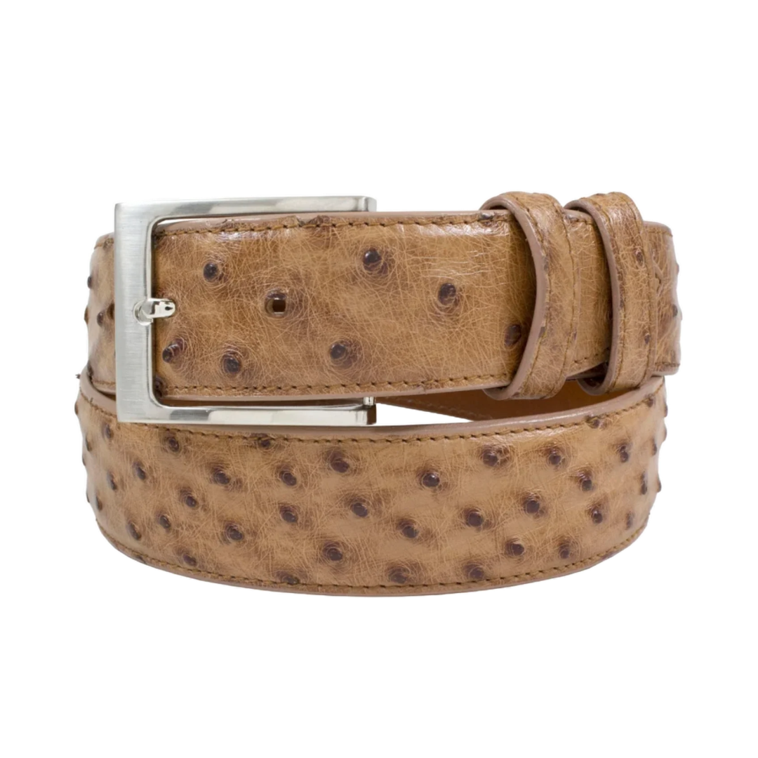 Cowtown Men's Genuine Ostrich Leather Tan Belt H77-TAN - Wild West Boot Store