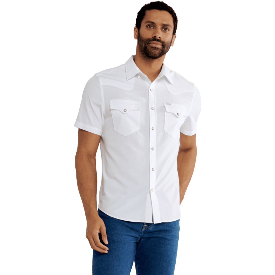 Tecovas Men's Performance White Western Pearl Snap Shirt 40364-WHT Tecovas Men's Performance White Western Pearl Snap Shirt 40364-WHT