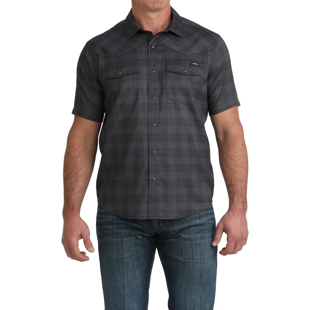 Cinch Men's Camp Short Sleeve Black Button Down Shirt MTW1402011