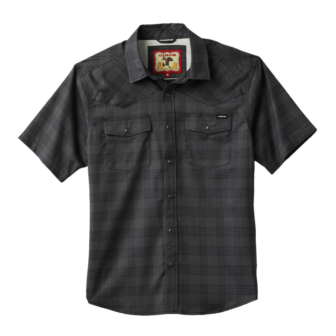 Cinch Men's Camp Short Sleeve Black Button Down Shirt MTW1402011