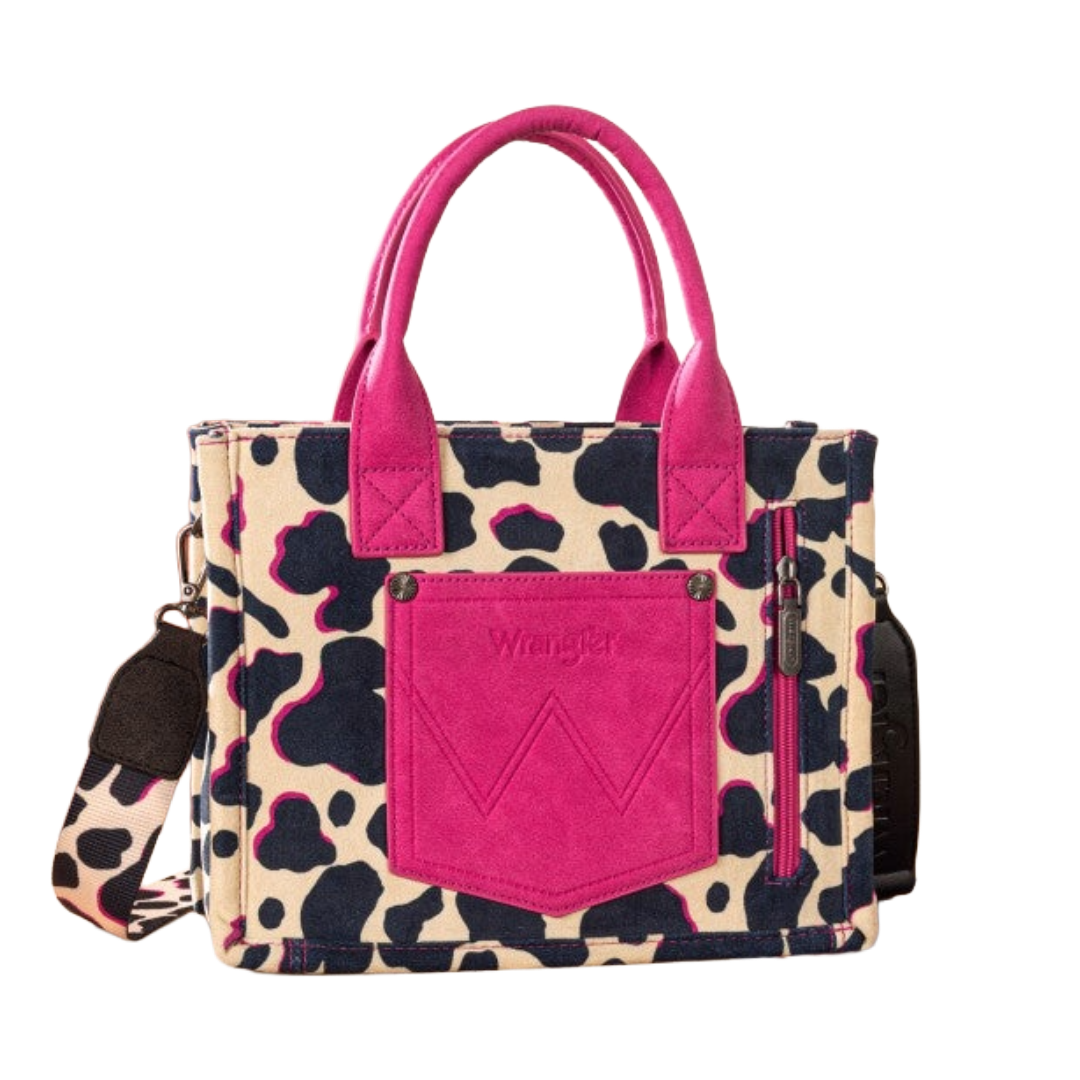 Wrangler Ladies Hot Pink Cow Print Concealed Carry Tote/Crossbody WG264-8120HPK