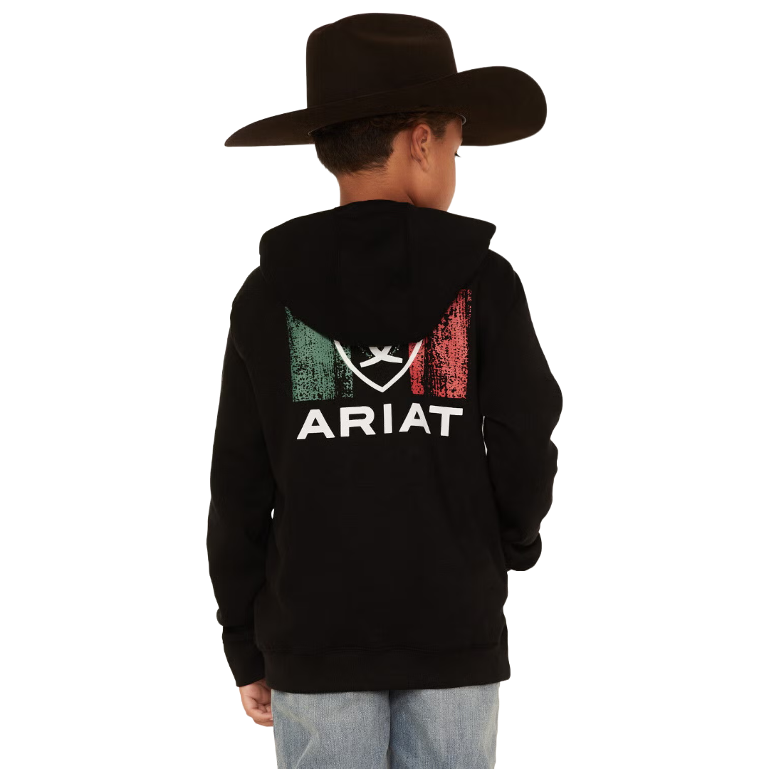 Ariat® Youth Shield Mexico Black Hooded Sweatshirt 10042599