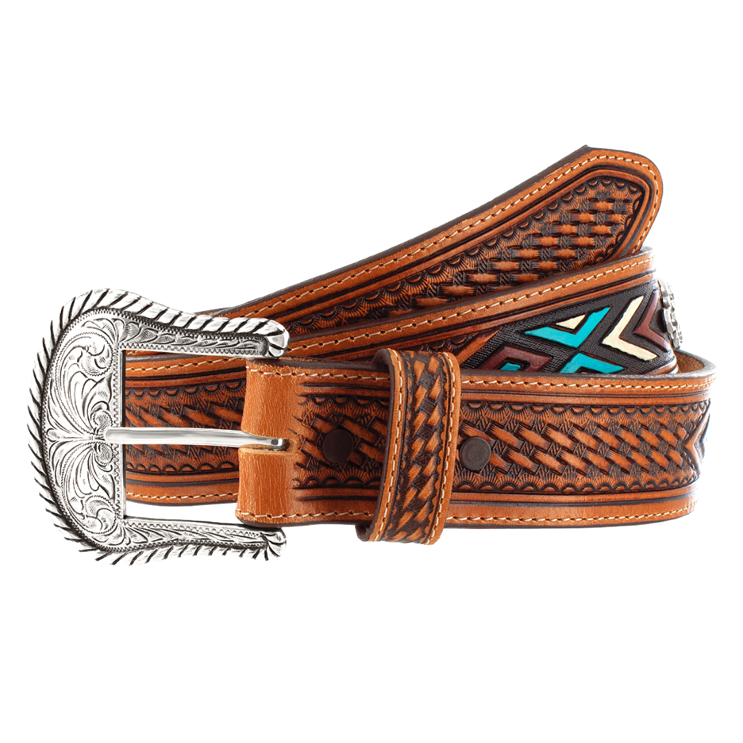 Brighton Men's "Tan Sierra" Sunrise Basket Weave Leather Belt C14134