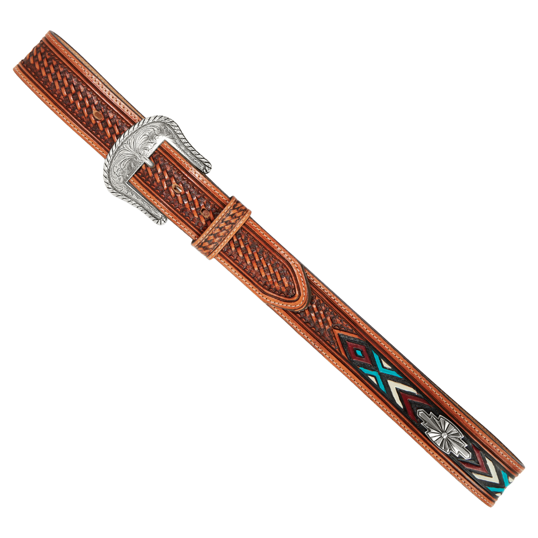 Brighton Men's "Tan Sierra" Sunrise Basket Weave Leather Belt C14134