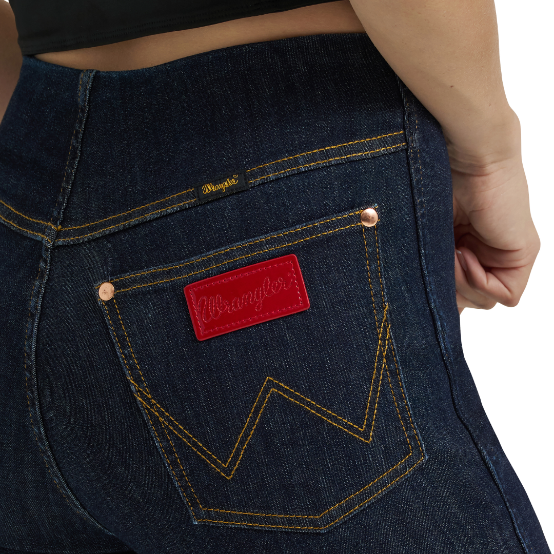 Wrangler X Lainey Wilson Ladies Bell Bottom Flame Dark Denim Jeans 112380486