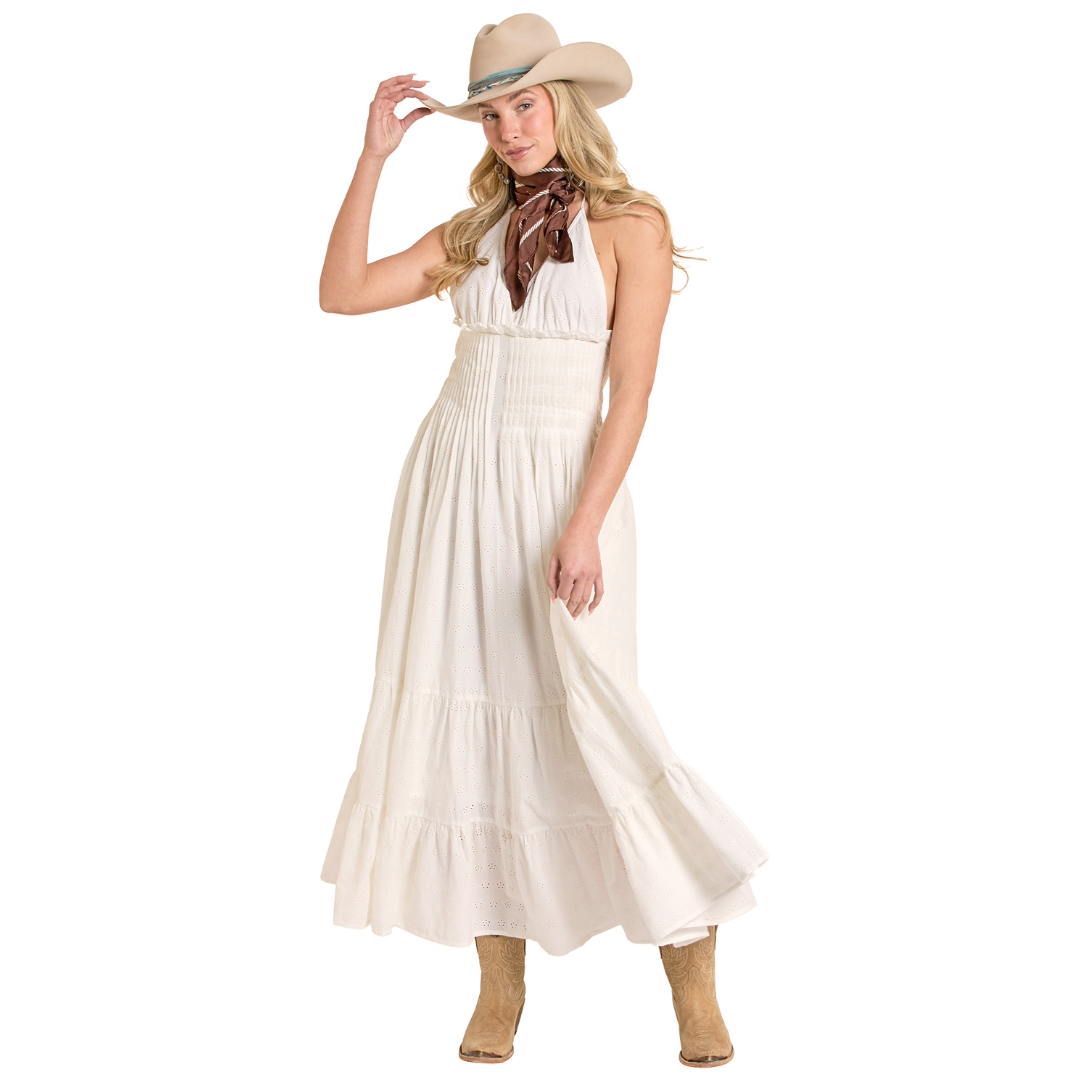 Rock & Roll Cowgirl Ladies Natural Eyelet Midi Dress BWD0R08108 Rock & Roll Cowgirl Ladies Natural Eyelet Midi Dress BWD0R08108