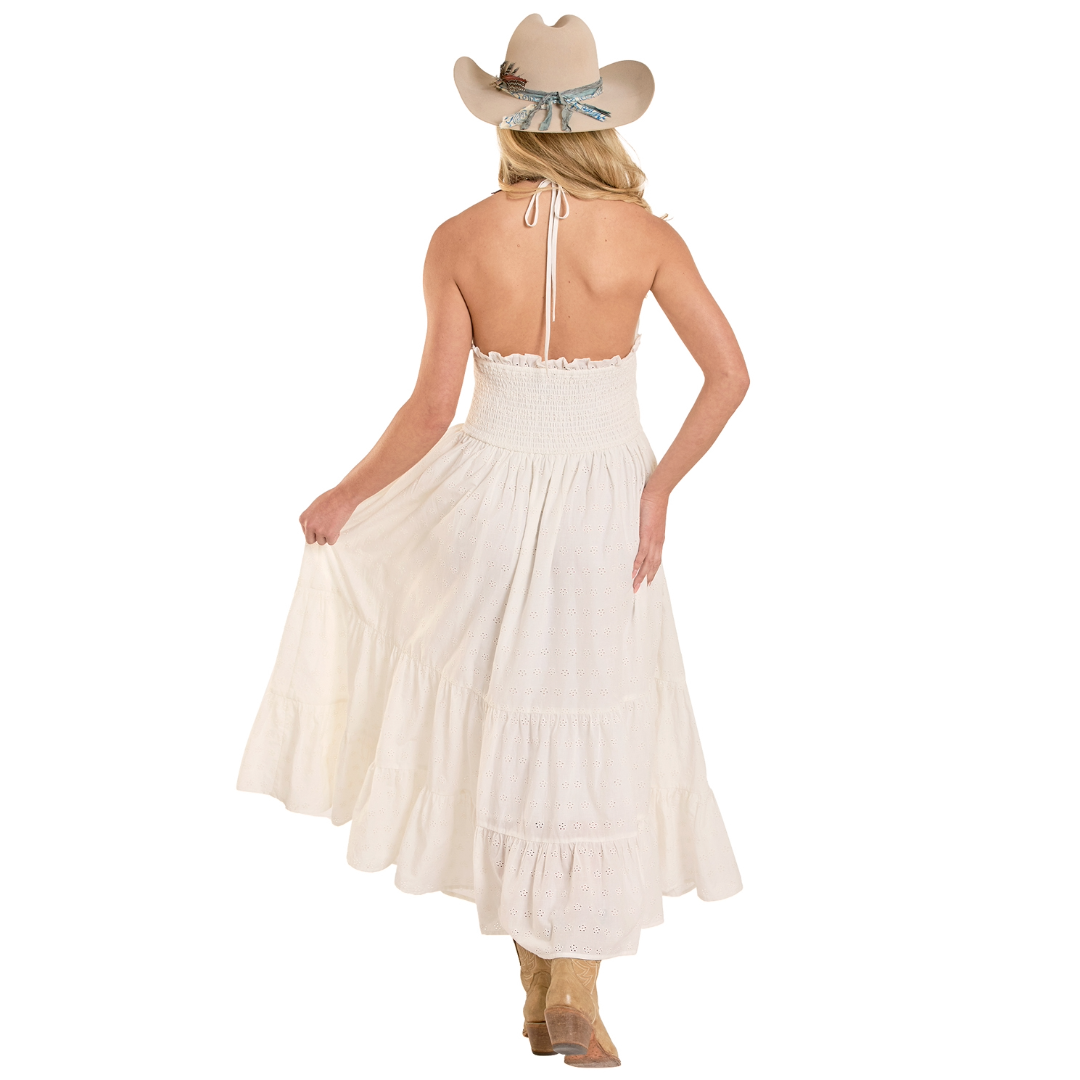 Rock & Roll Cowgirl Ladies Natural Eyelet Midi Dress BWD0R08108