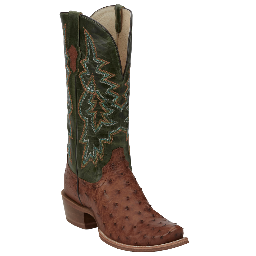 Tony Lama Men's Rylen Brandy Full Quill Ostrich Green Western Boots SA8268